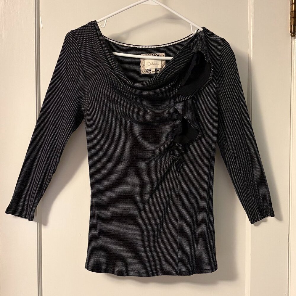 Deletta Anthropologie ophelia cowl neck blouse size medium asymmetric ruffle
